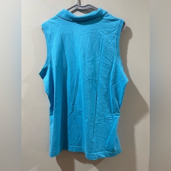 LILLY PULITZER Blue‎ and Green Sleeveless Polo Top Extra Large - Picture 3 of 5